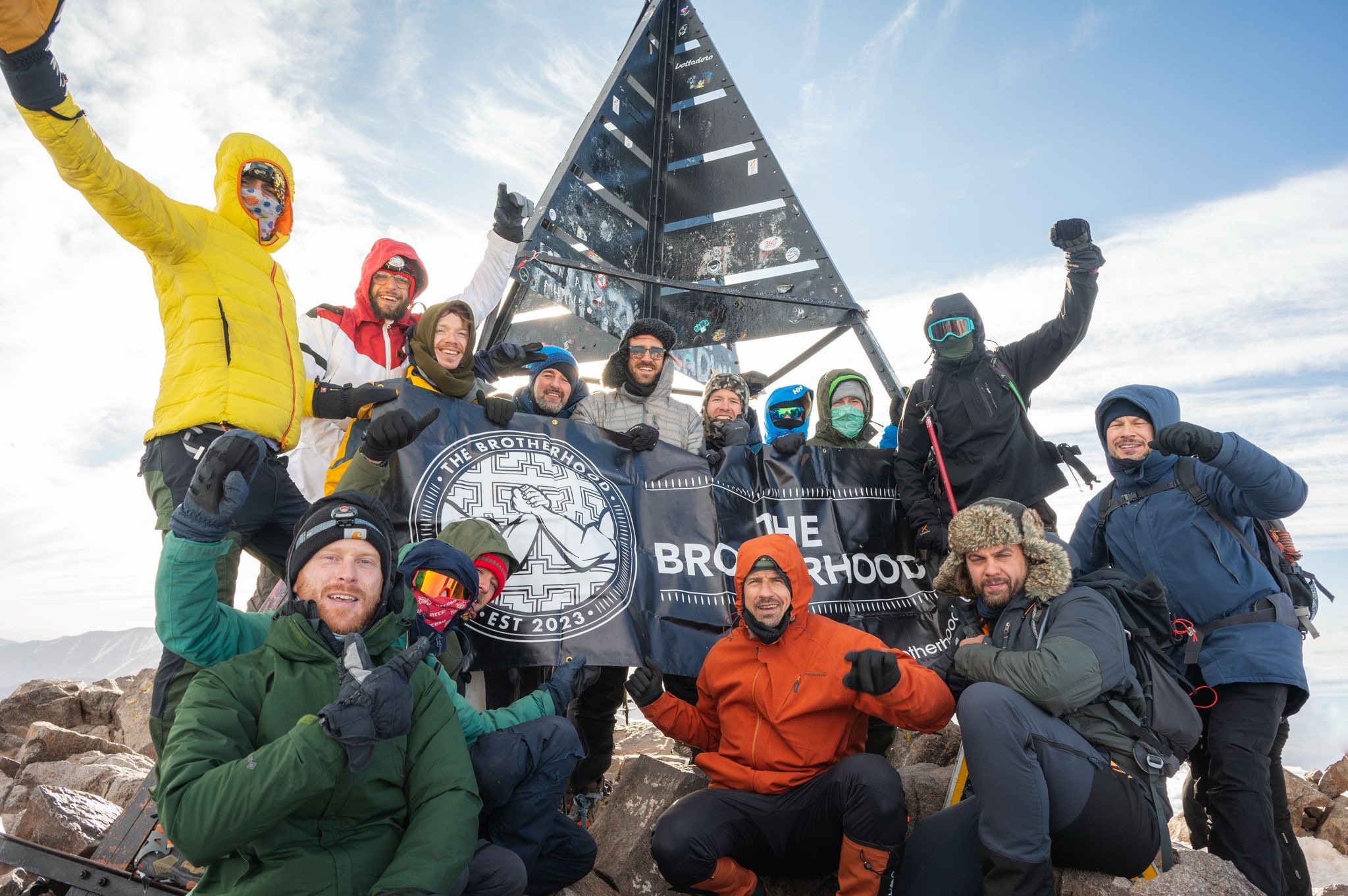 The Brotherhood together at the summit of Mount Toubkal